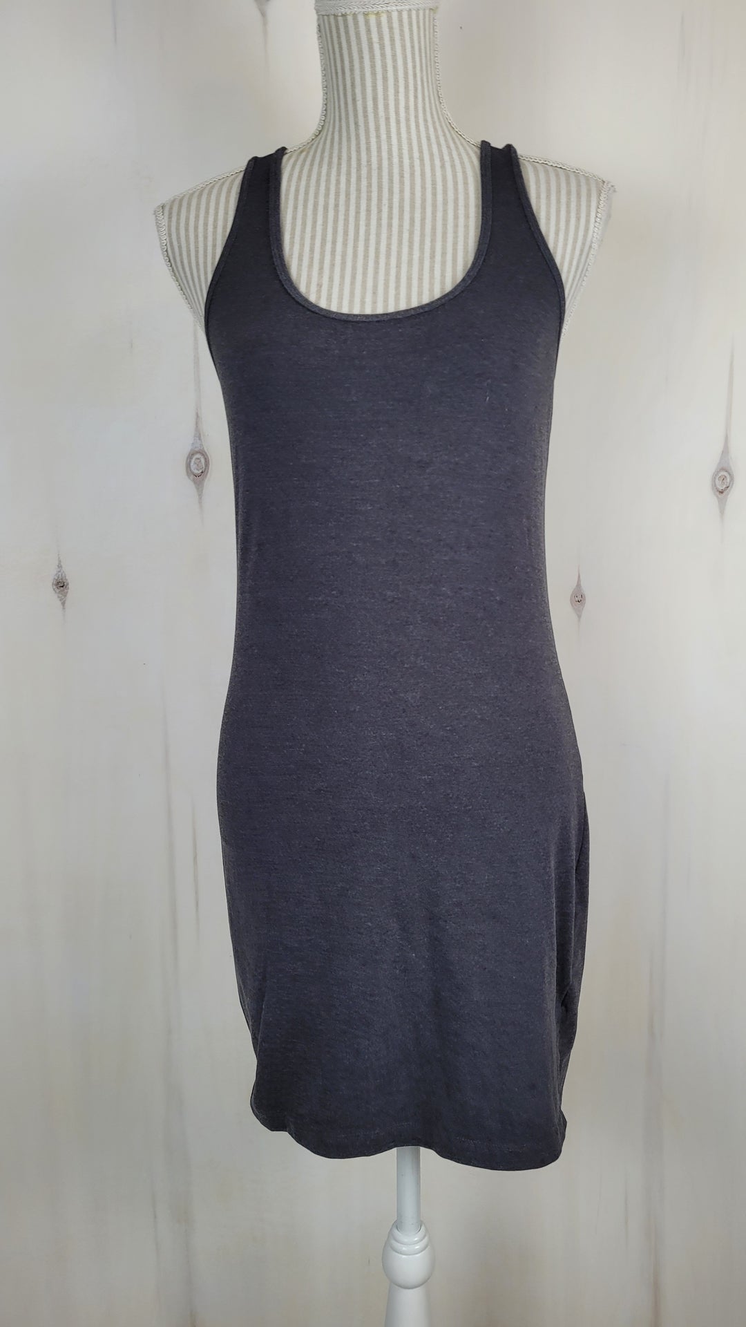 FOREVER 21 GREY FITTED DRESS LADIES LARGE PRE-LOVED