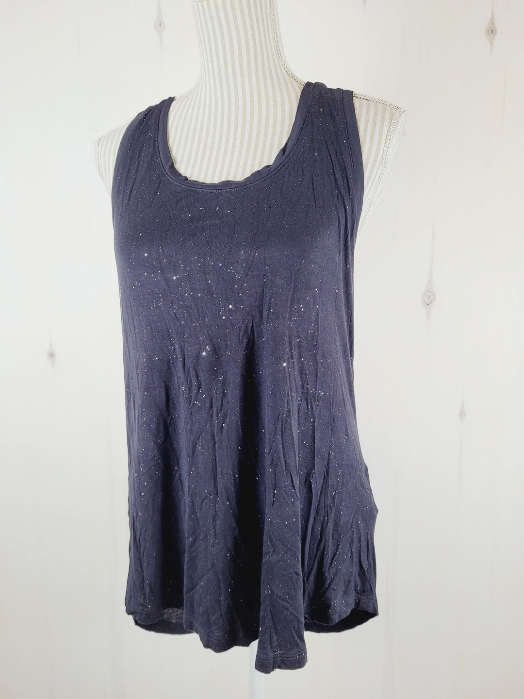 JOE FRESH BLACK SPARKLE RACERBACK TANK LADIES LARGE PRE-LOVED