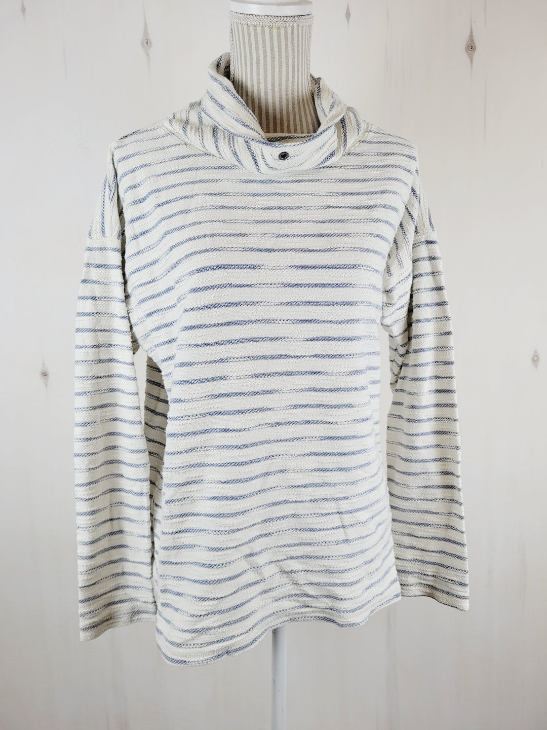 CHAPS BLUE & WHITE COWL NECK SWEATER LADIES LARGE PRE-LOVED