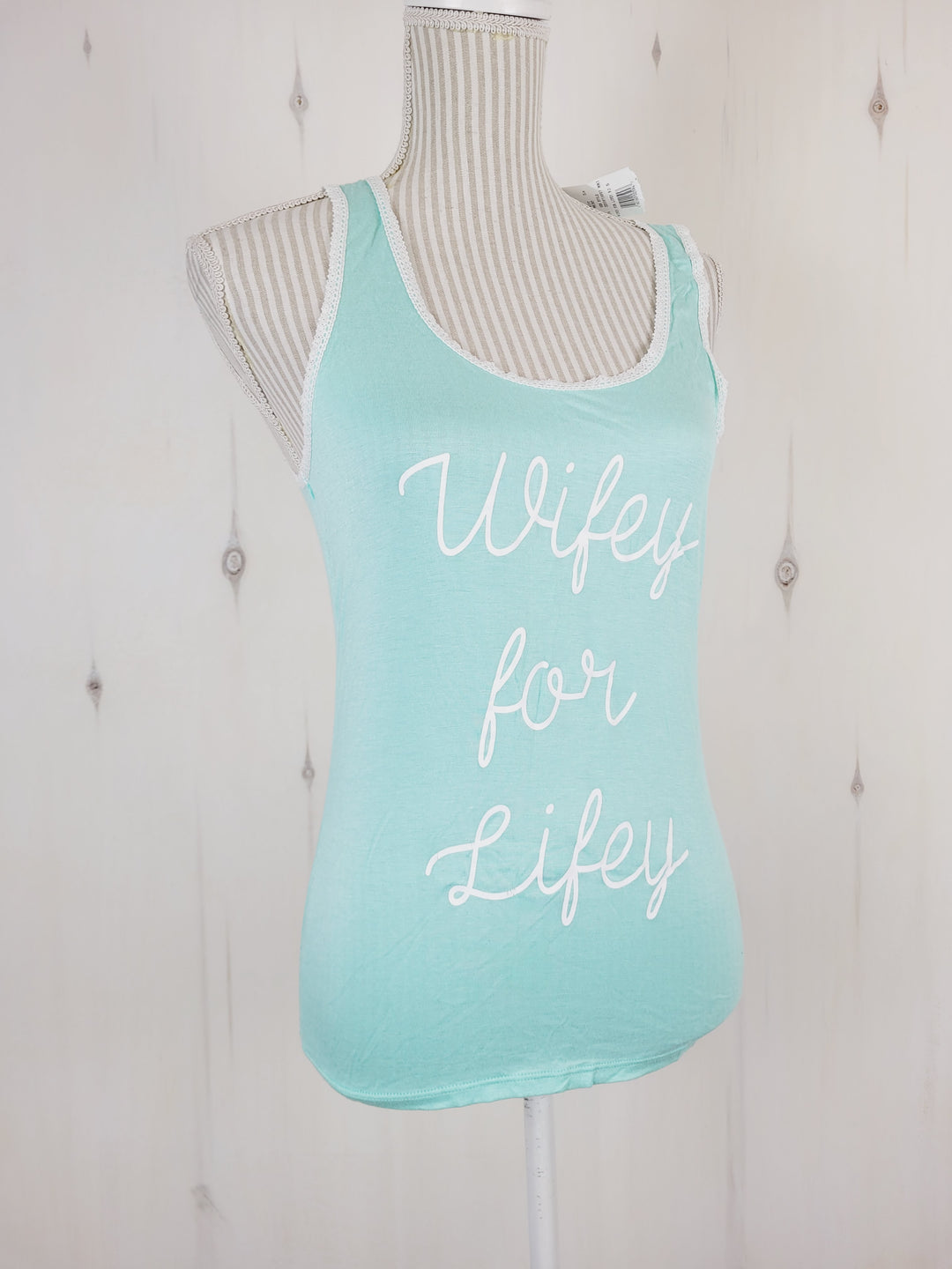 LOVE PEACE LOUNGE TEAL WIFEY FOR LIFEY LADIES MEDIUM PRE-LOVED