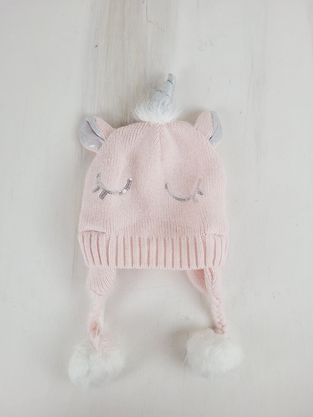 TOBY PASTEL PINK UNICORN WINTER HAT 7-14Y PRE-LOVED