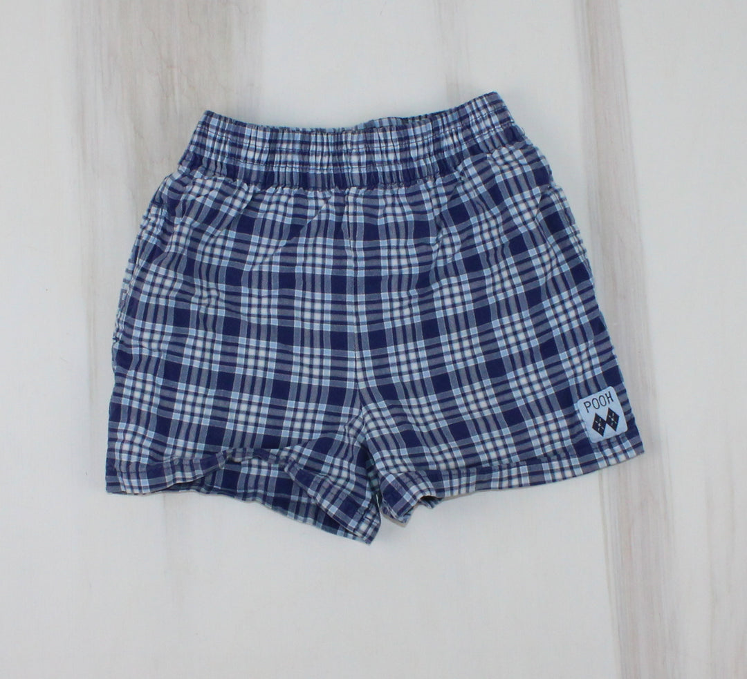 DISNEY POOH PLAID SHORTS 12M PRE-LOVED