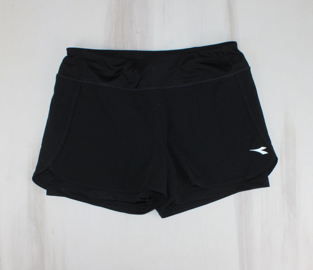 DIADORA BLACK ATHLETIC SHORTS LADIES LARGE PRE-LOVED