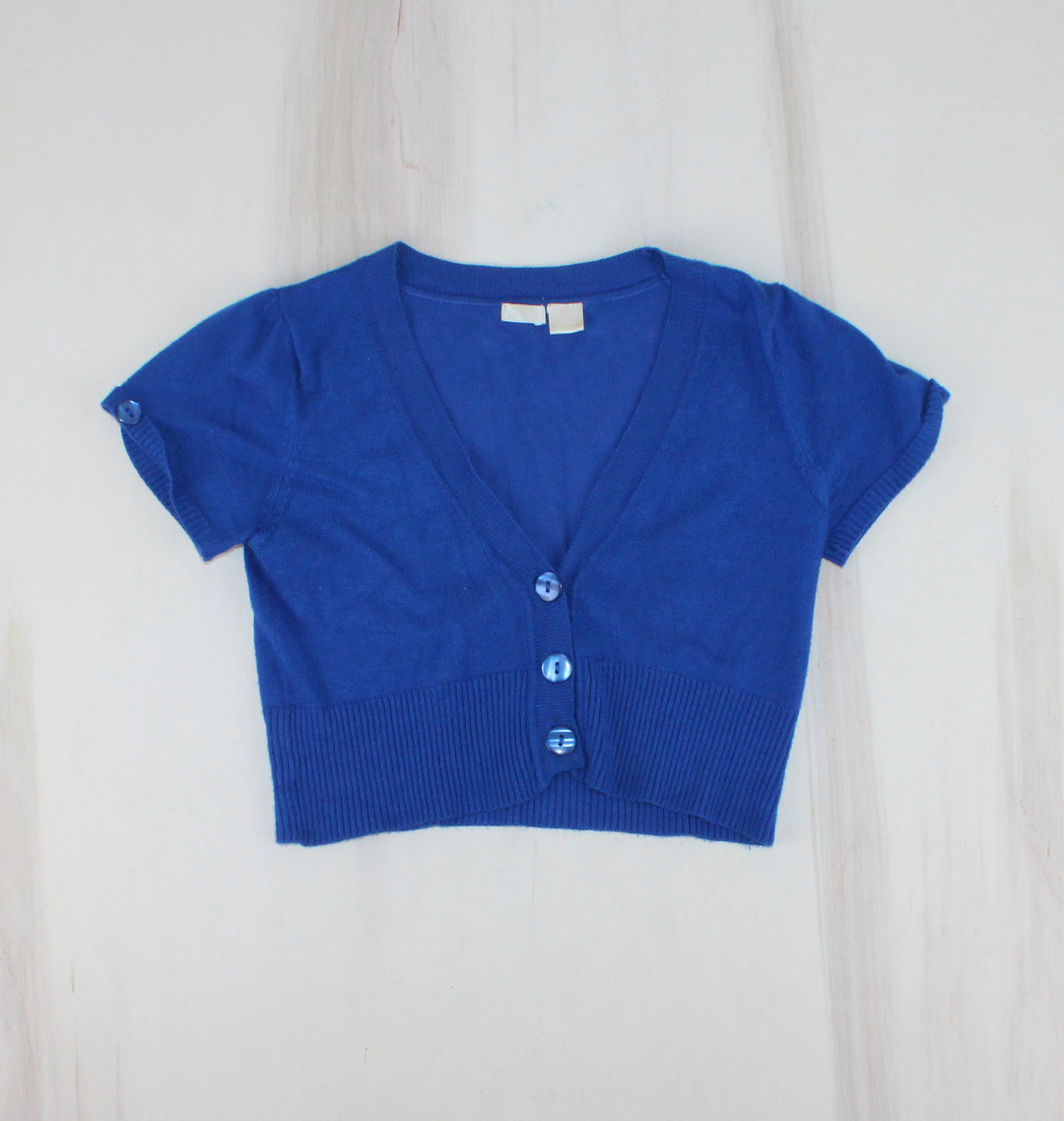SIBLINGS BLUE CROPPED CARDI APPROX GIRLS 12-14Y PRE-LOVED