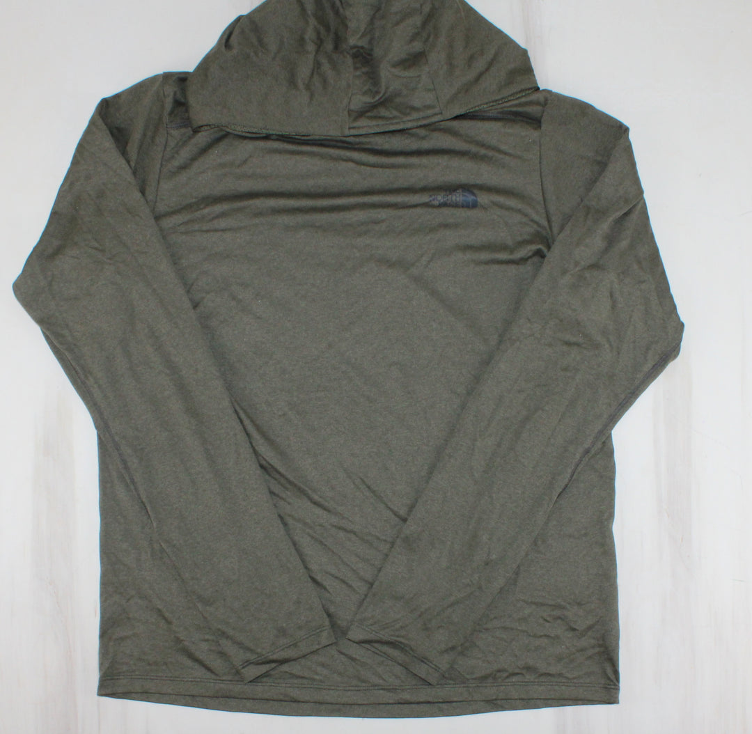 NORTH FACE MOSS GREEN HOODED TOP TEEN MEDIUM PRE-LOVED