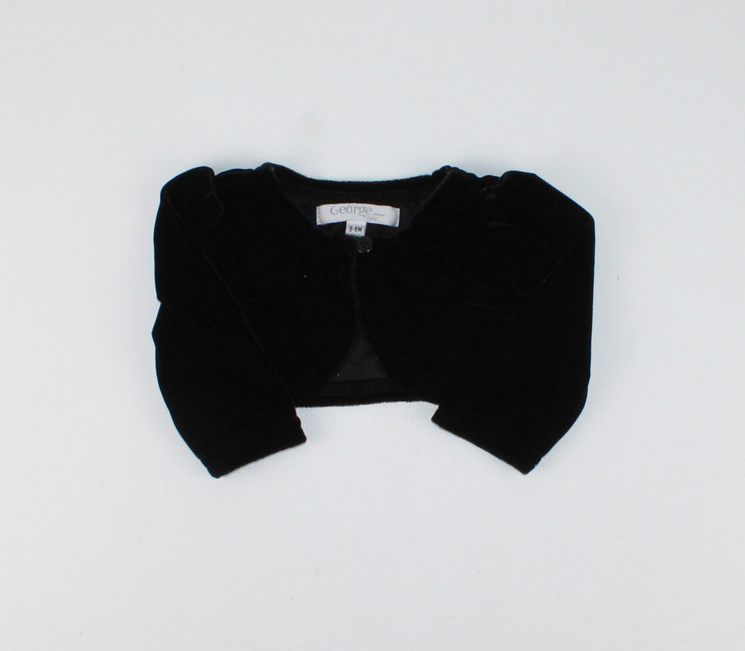 GEORGE BLACK VELOUR BOLERO 3-6M PRE-LOVED