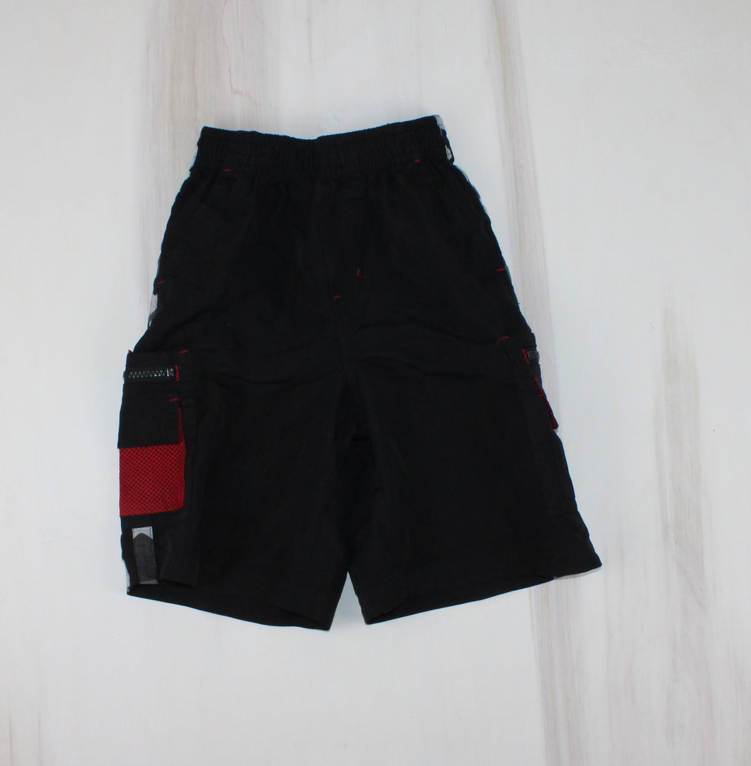 ATHLETIC WORKS BLACK/RED SHORTS 6X PRE-LOVED