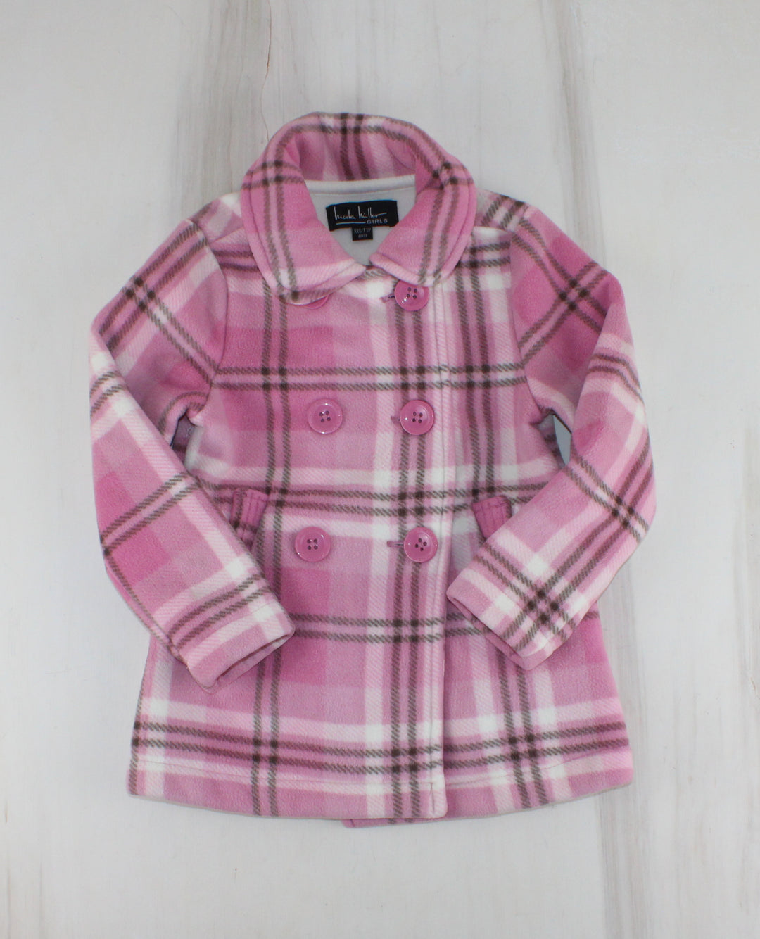NICOLE MILLER FLEECY PLAID JACKET 2/3Y PRE-LOVED