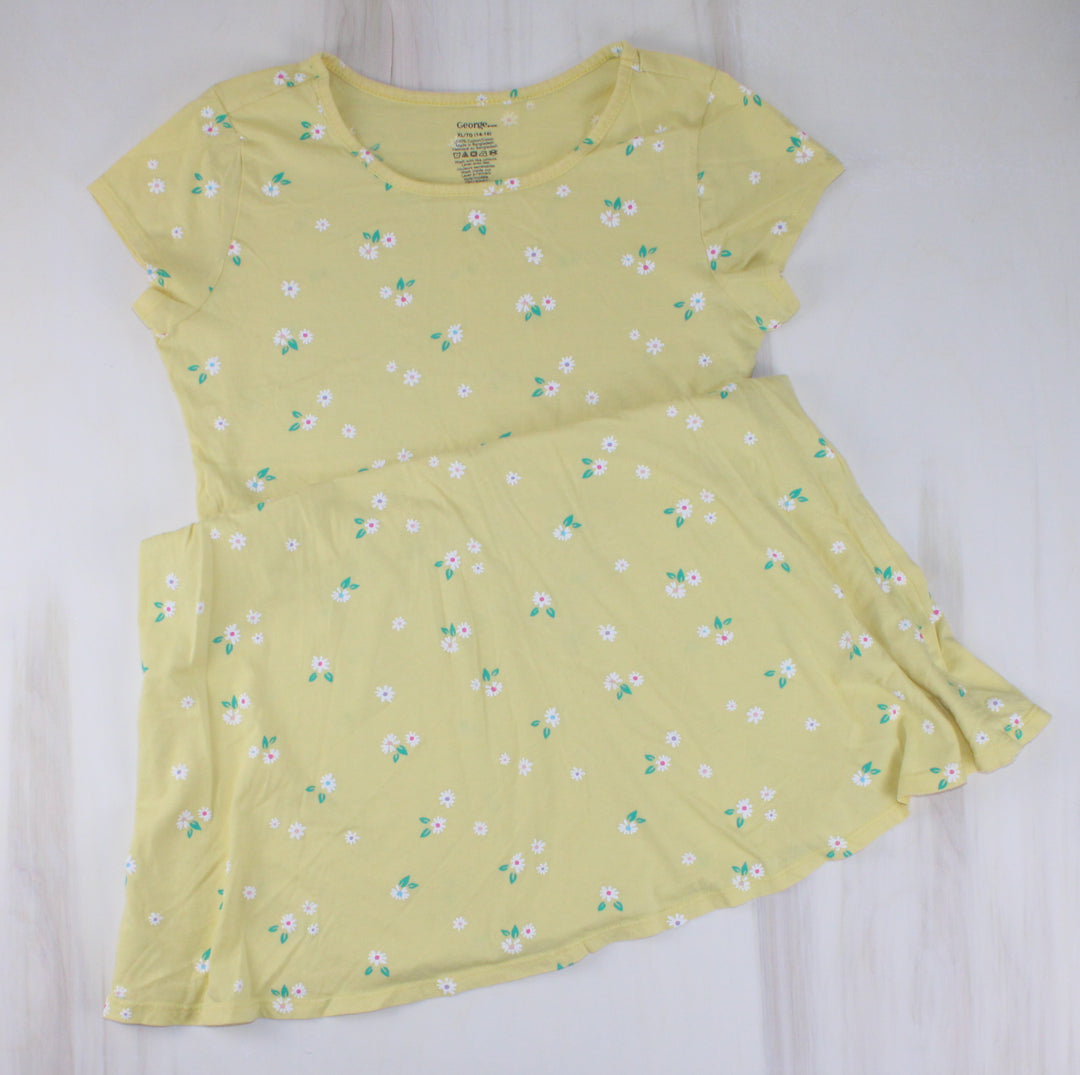 GEORGE YELLOW FLORAL DRESS 14/16Y PRE-LOVED