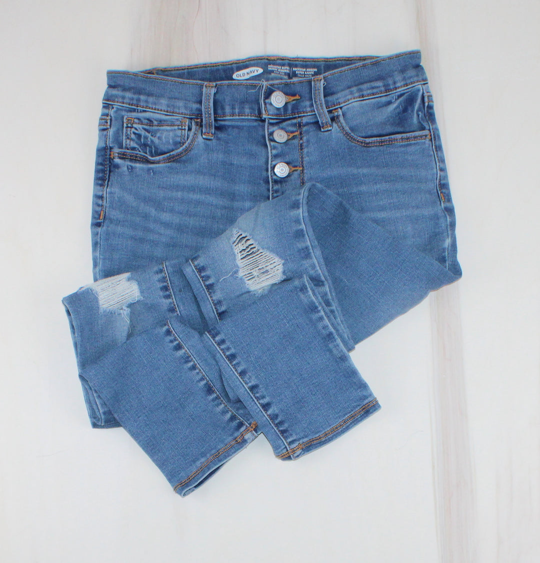 OLD NAVY ROCKSTAR SUPER SKINNY HIGHRISE JEANS 12Y PRE-LOVED