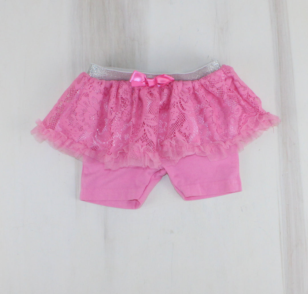 MONKEY BARS PINK SHORTS WITH LACE SKIRT 12M PRE-LOVED