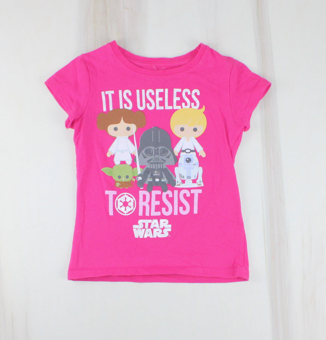STAR WARS PINK TSHIRT 5Y PRE-LOVED