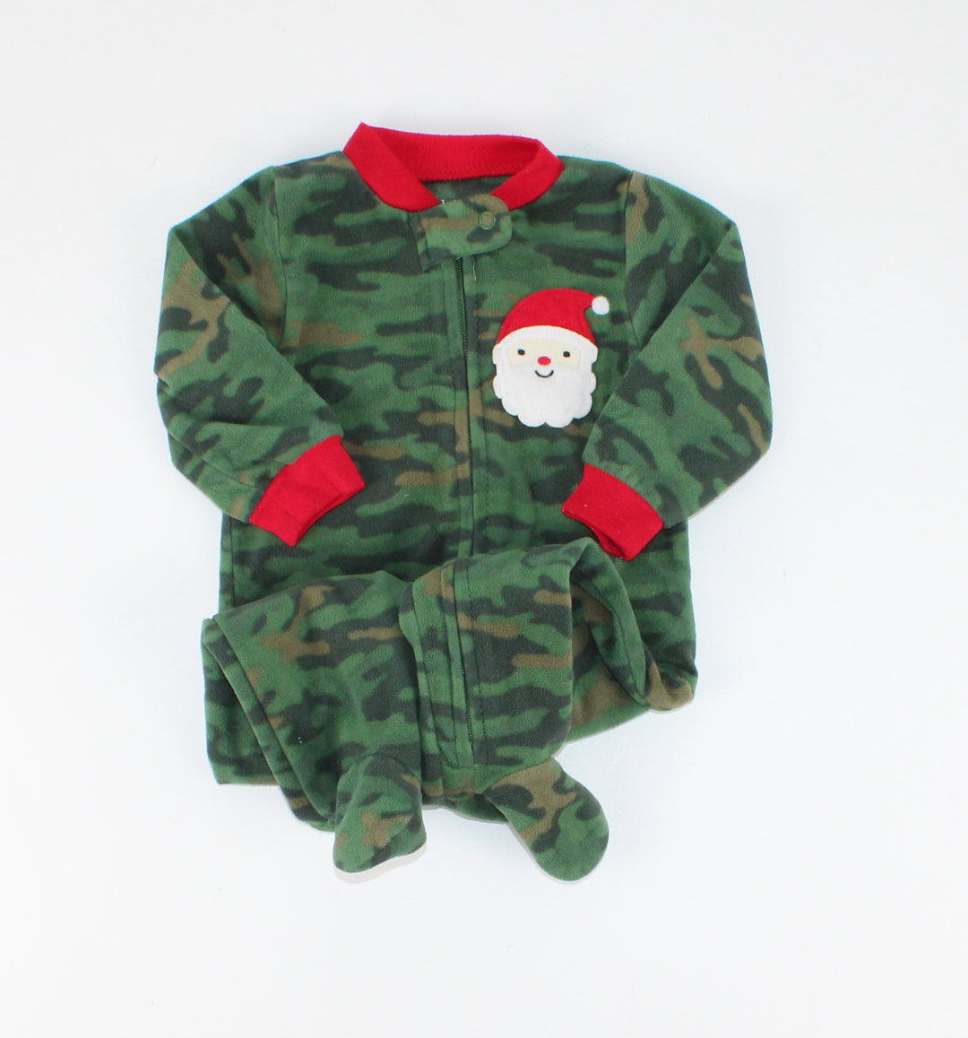 CARTERS CAMO SANTA FLEECE FOOTIES 3-6M PRE-LOVED