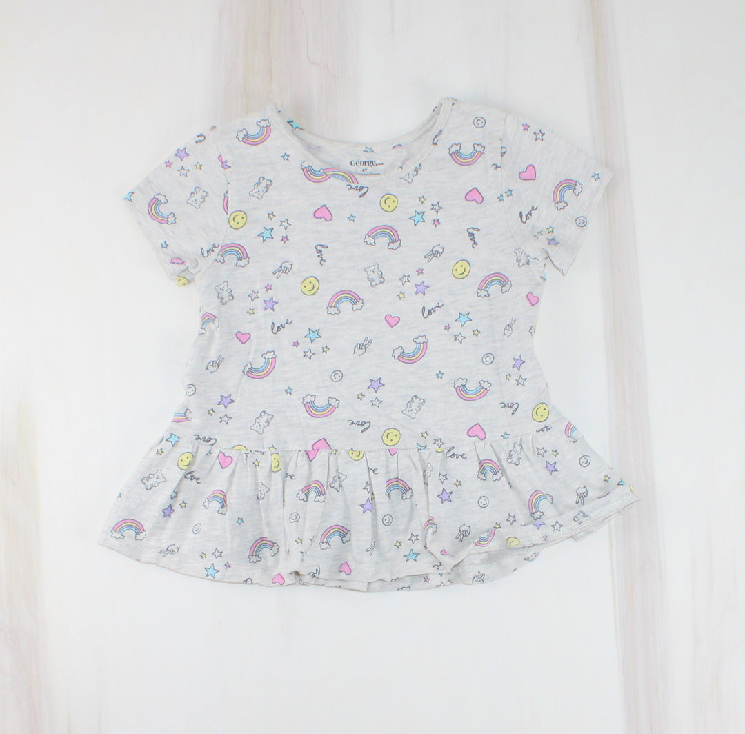 GEORGE GREY TOP WITH DESIGNS 4Y PRE-LOVED