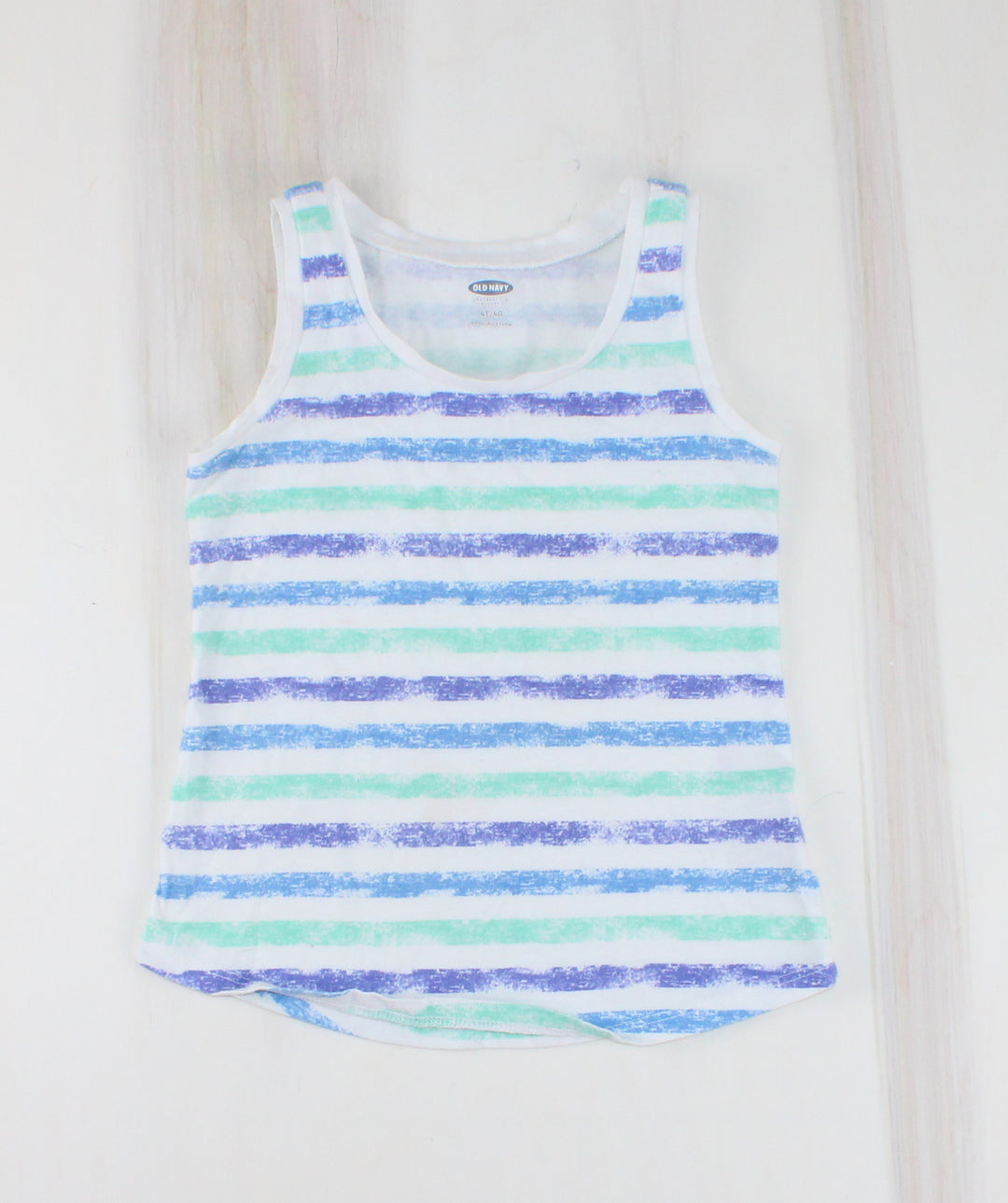 OLD NAVY BLUE STRIPED TANK 4Y PRE-LOVED