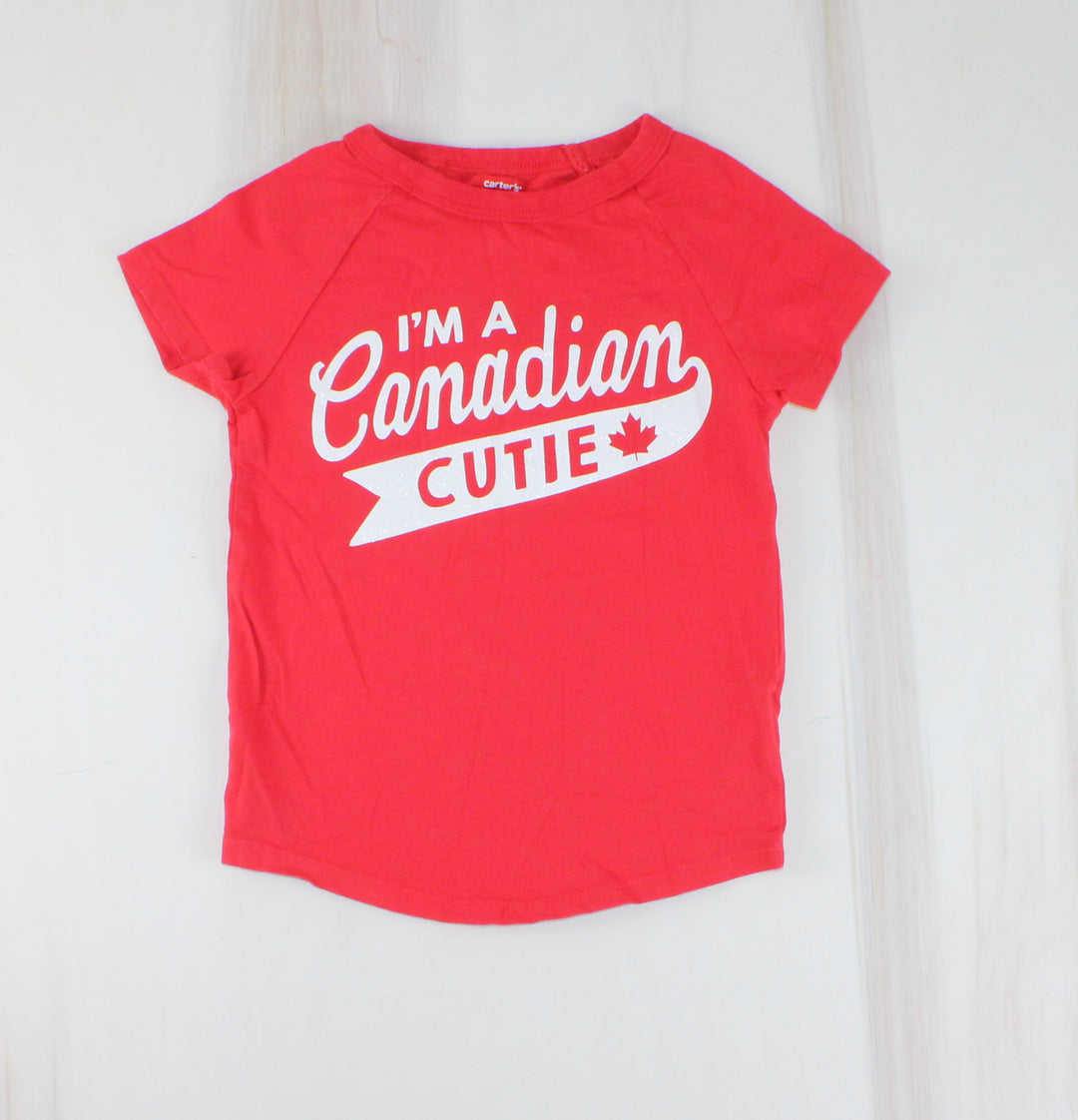 CARTERS CANADIAN CUTIE RED TSHIRT 4Y PRE-LOVED