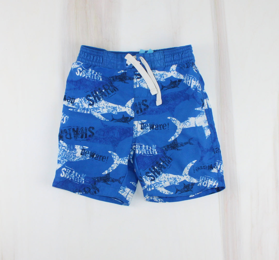 JOE FRESH SHARK SWIM SHORTS BLUE 2Y PRE-LOVED
