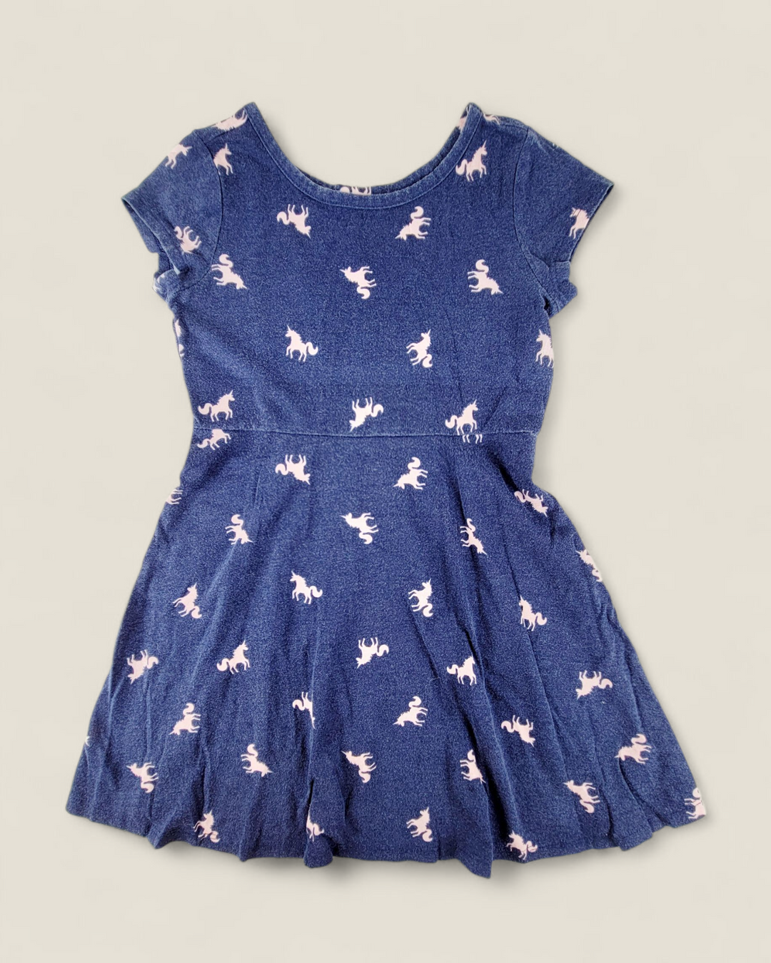 GEORGE NAVY UNICORN DRESS GIRLS 6Y PRE-LOVED