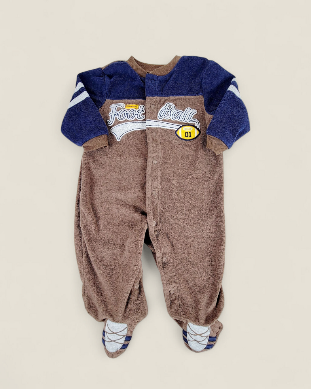 CARTERS FOOTBALL FLEECE PJS 9M PRE-LOVED