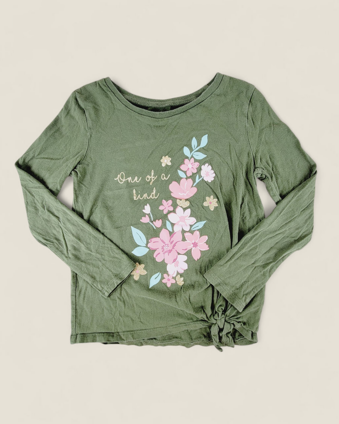 CARTERS GREEN ONE OF A KIND LONG SLEEVE TOP GIRLS 6Y PRE-LOVED