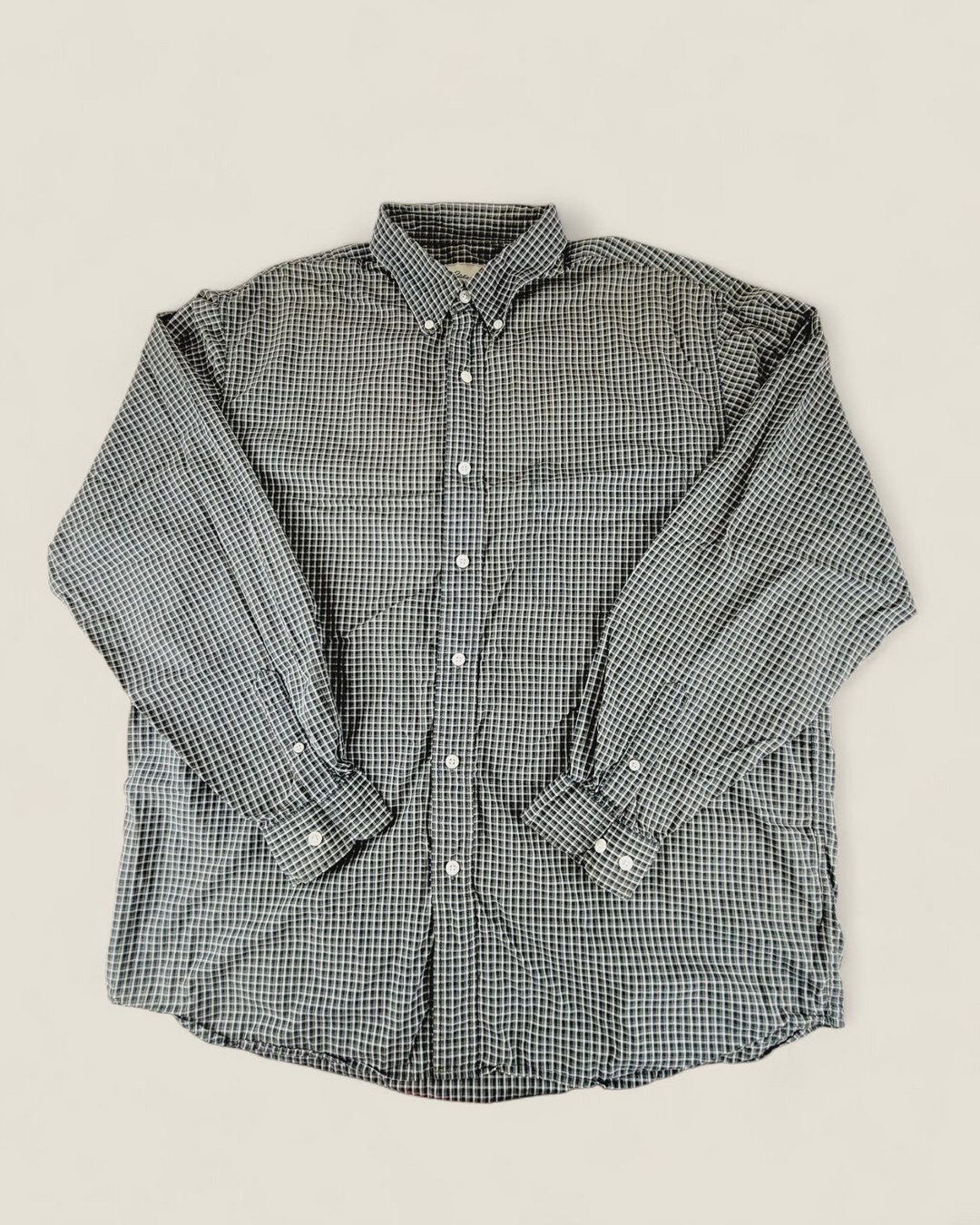 EDDIE BAUER GREEN PLAID DRESS SHIRT MENS LARGE PRE-LOVED
