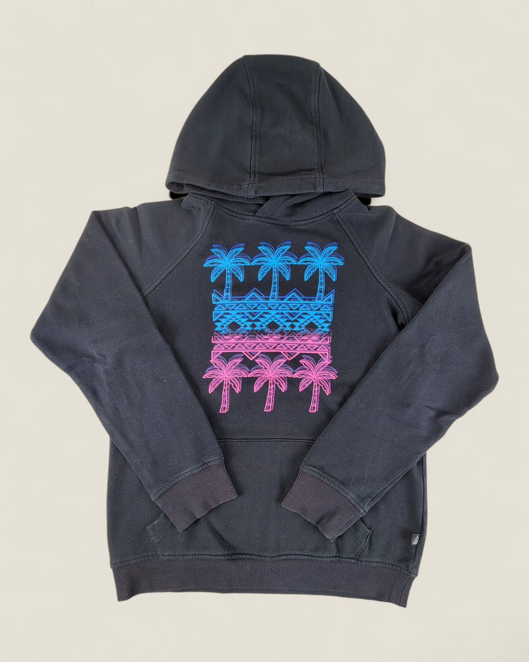 RIPZONE PALM TREE BLACK HOODIE YOUTH LARGE PRE-LOVED