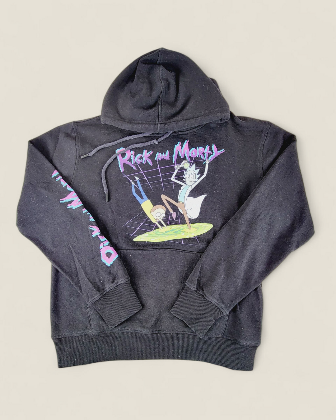RICK AND MORTY BLACK HOODIE TEEN SMALL PRE-LOVED