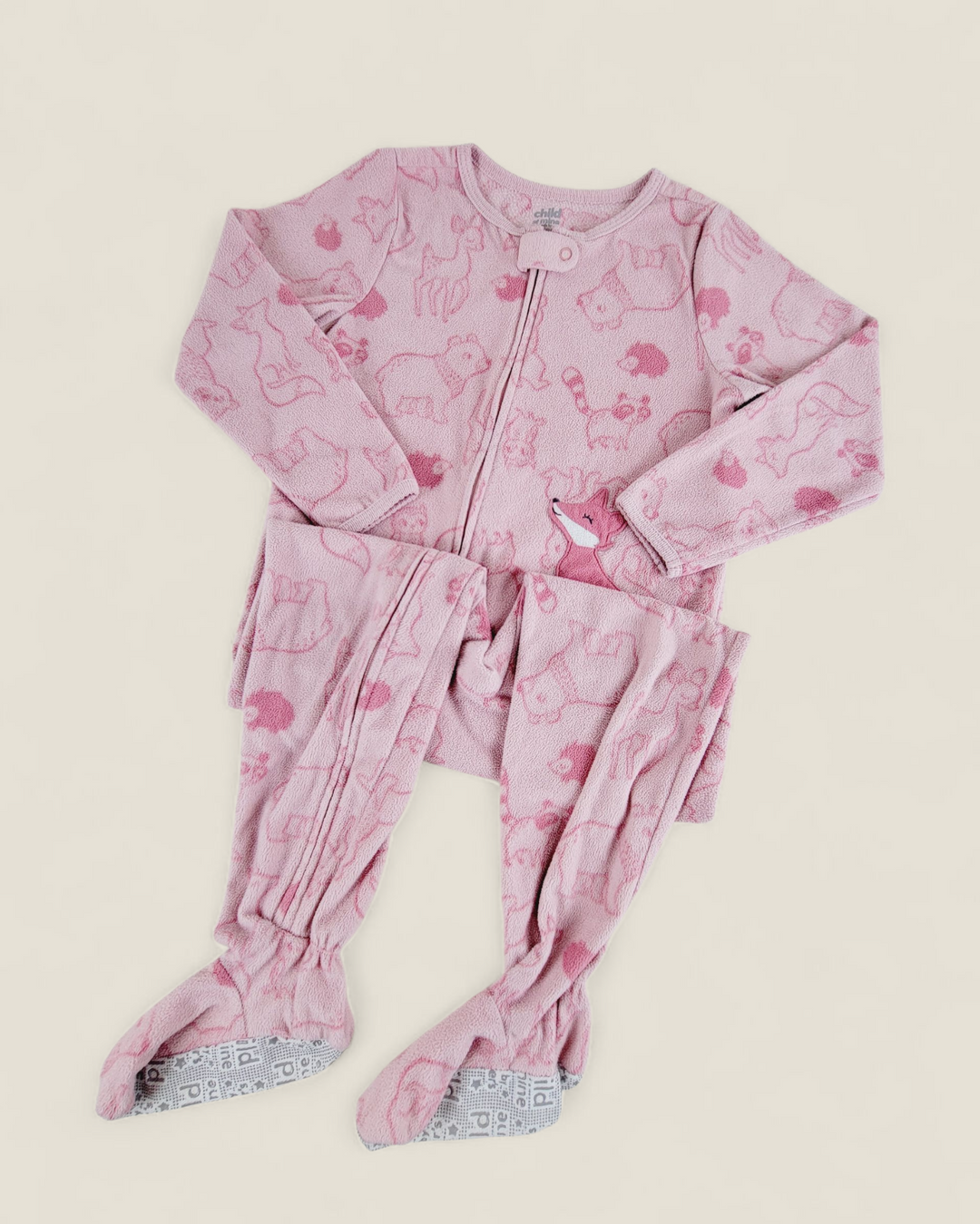 CHILDRENS PLACE WOODLAND PINK FLEECE FOOTIES 5Y PRE-LOVED