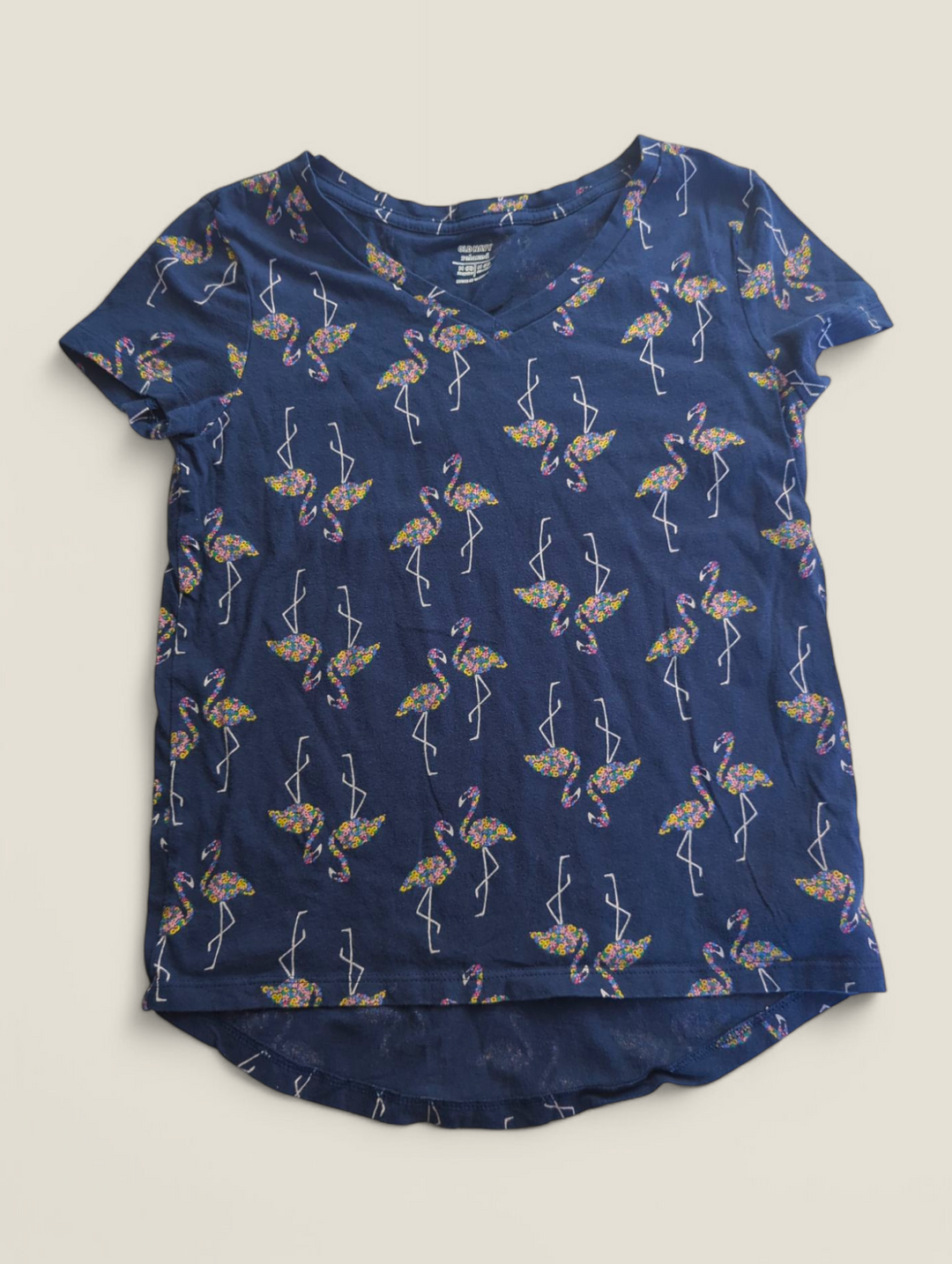 OLD NAVY FLAMINGO NAVY TSHIRT 8Y PRE-LOVED