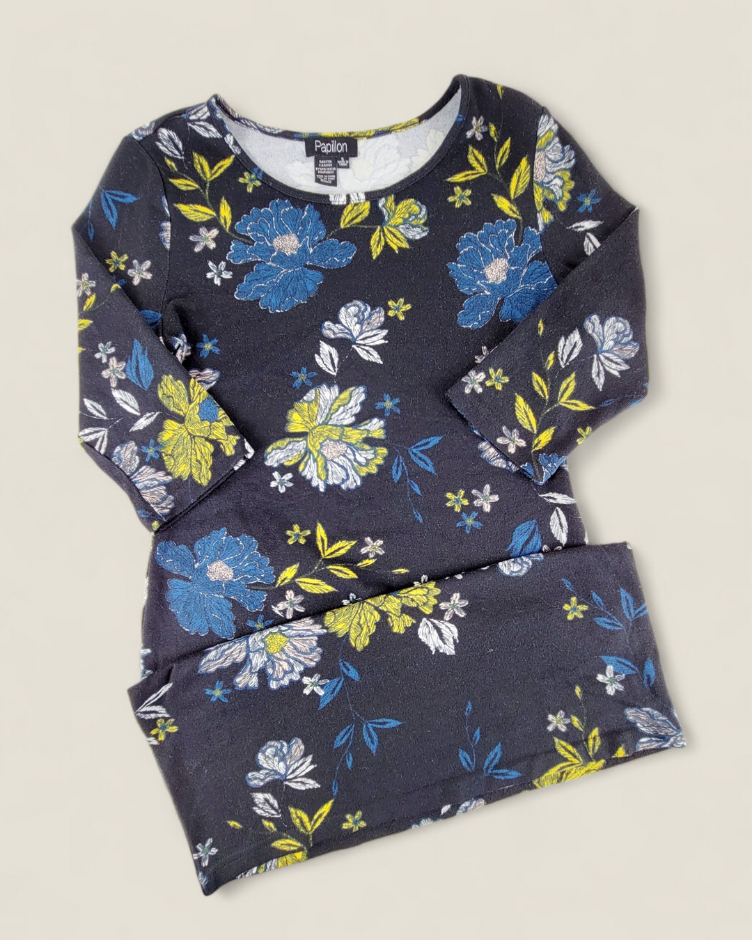 PAPILLON SOFT FLORAL BLACK DRESS LADIES SMALL PRE-LOVED
