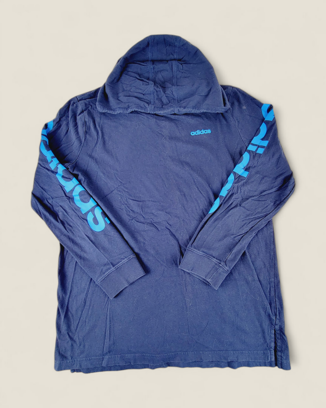 ADIDAS BLUE LONG SLEEVE HOODIE YOUTH XL PRE-LOVED