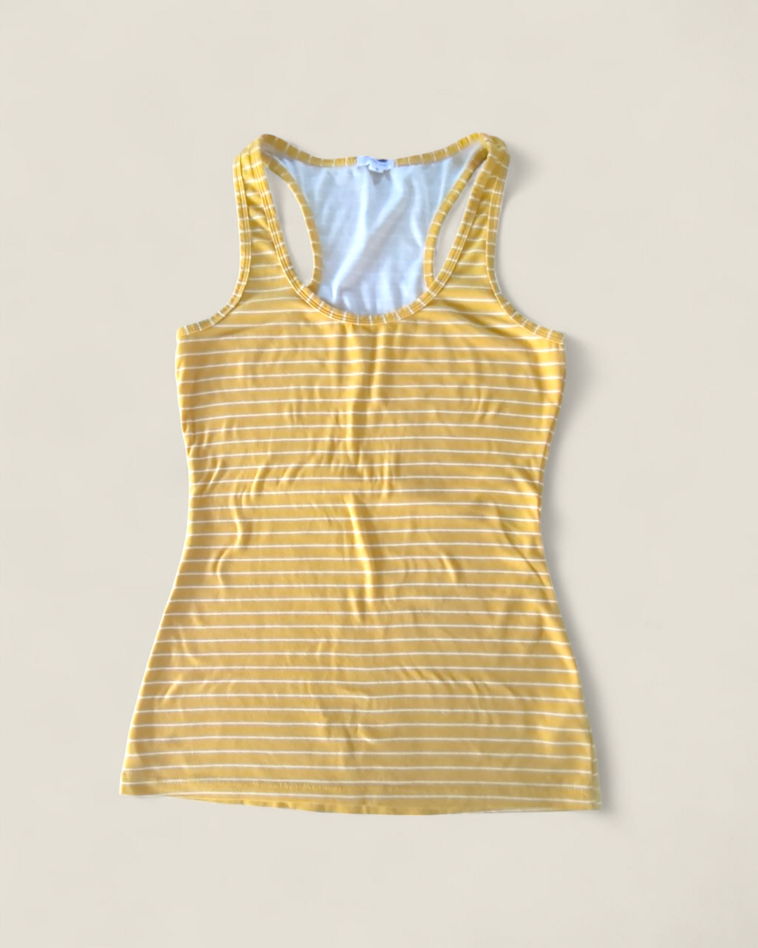 ARDENES YELLOW STRIPED RACER BACK TANK LADIES MEDIUM