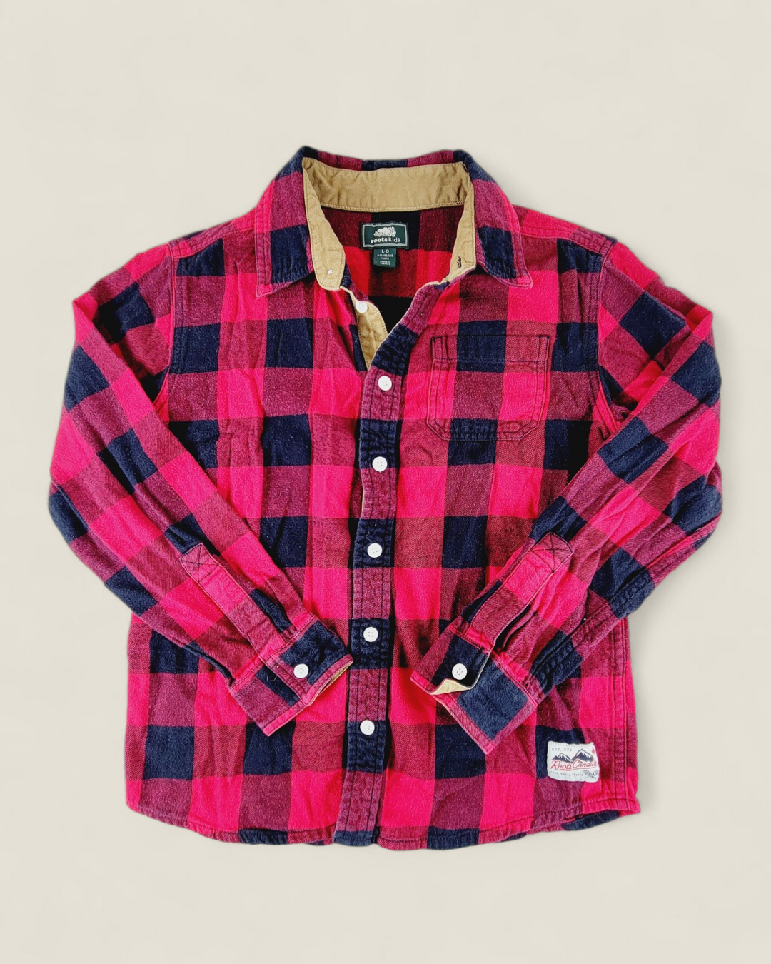 ROOTS BUFFALO PLAID FLANNEL SHIRT BOYS 9-10Y PRE-LOVED