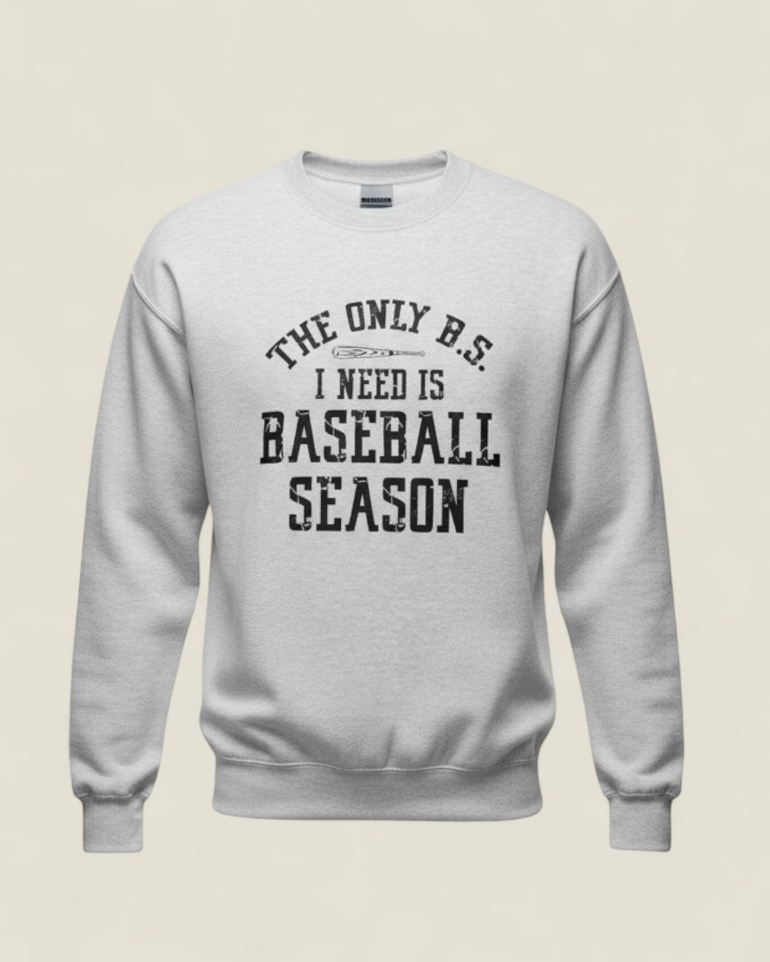 June & Co Designs, The Only B.S. I Need Is Baseball Season Grey Crewneck Sweaters