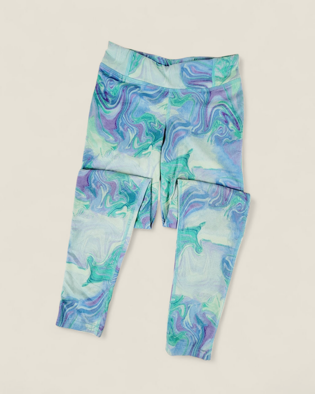 CHAMPION GREEN TYE DYE LEGGINGS GIRLS 7-8Y PRE-LOVED