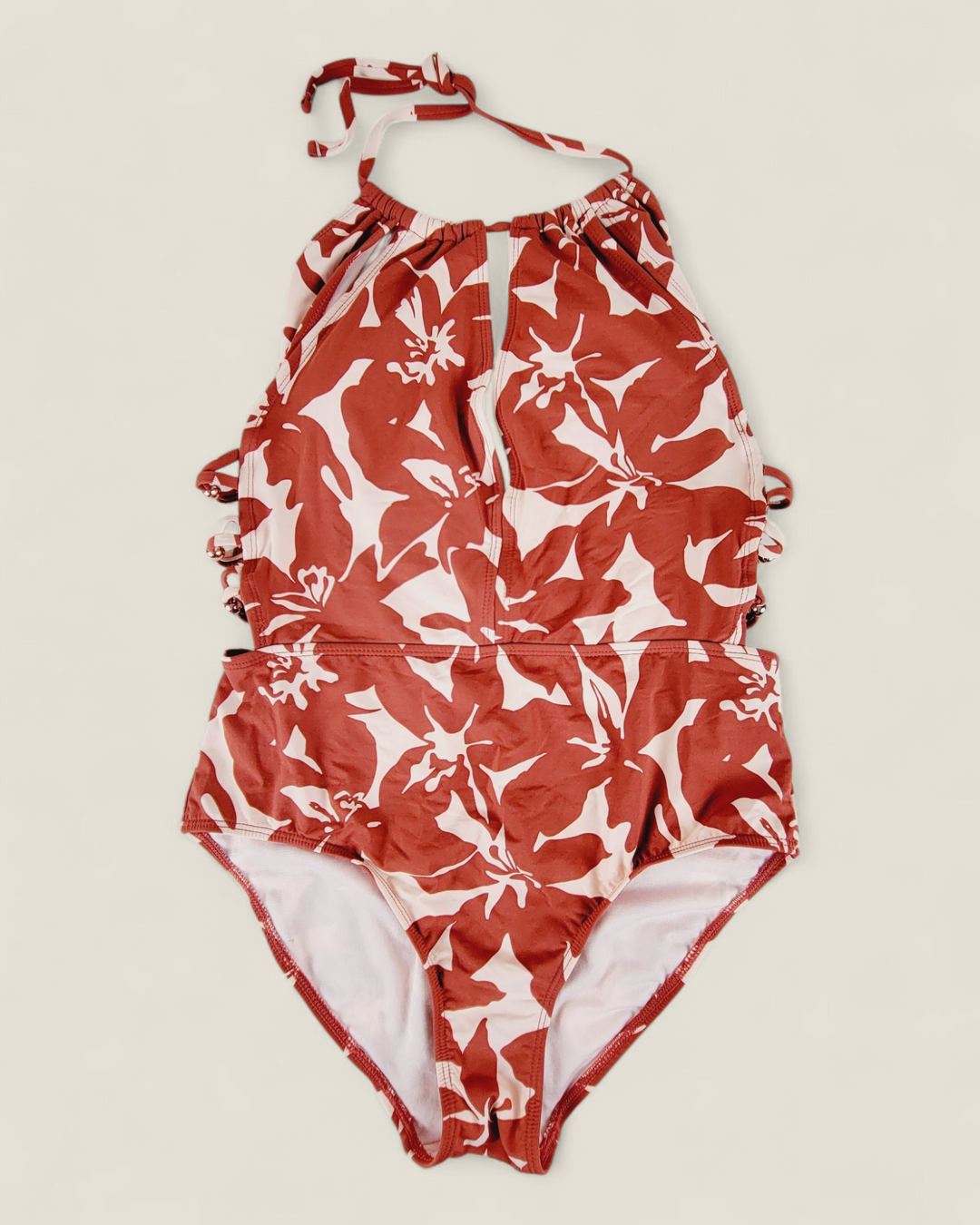 TIME AND TRUE OPEN SIDED FLORAL SWIMSUIT LADIES SIZE 8-10 PRE-LOVED