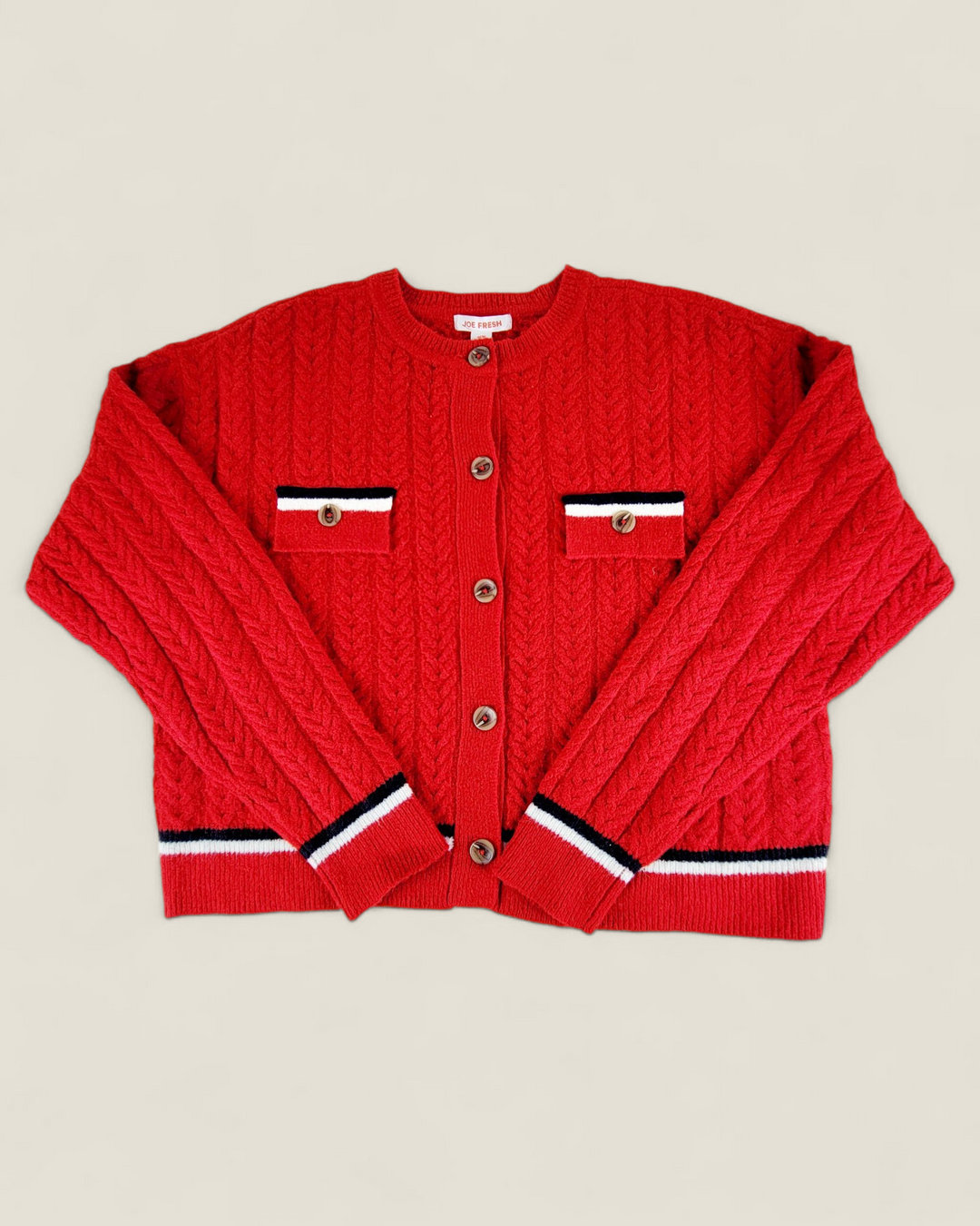 JOE FRESH RED CARDIGAN SWEATER LADIES MEDIUM PRE-LOVED