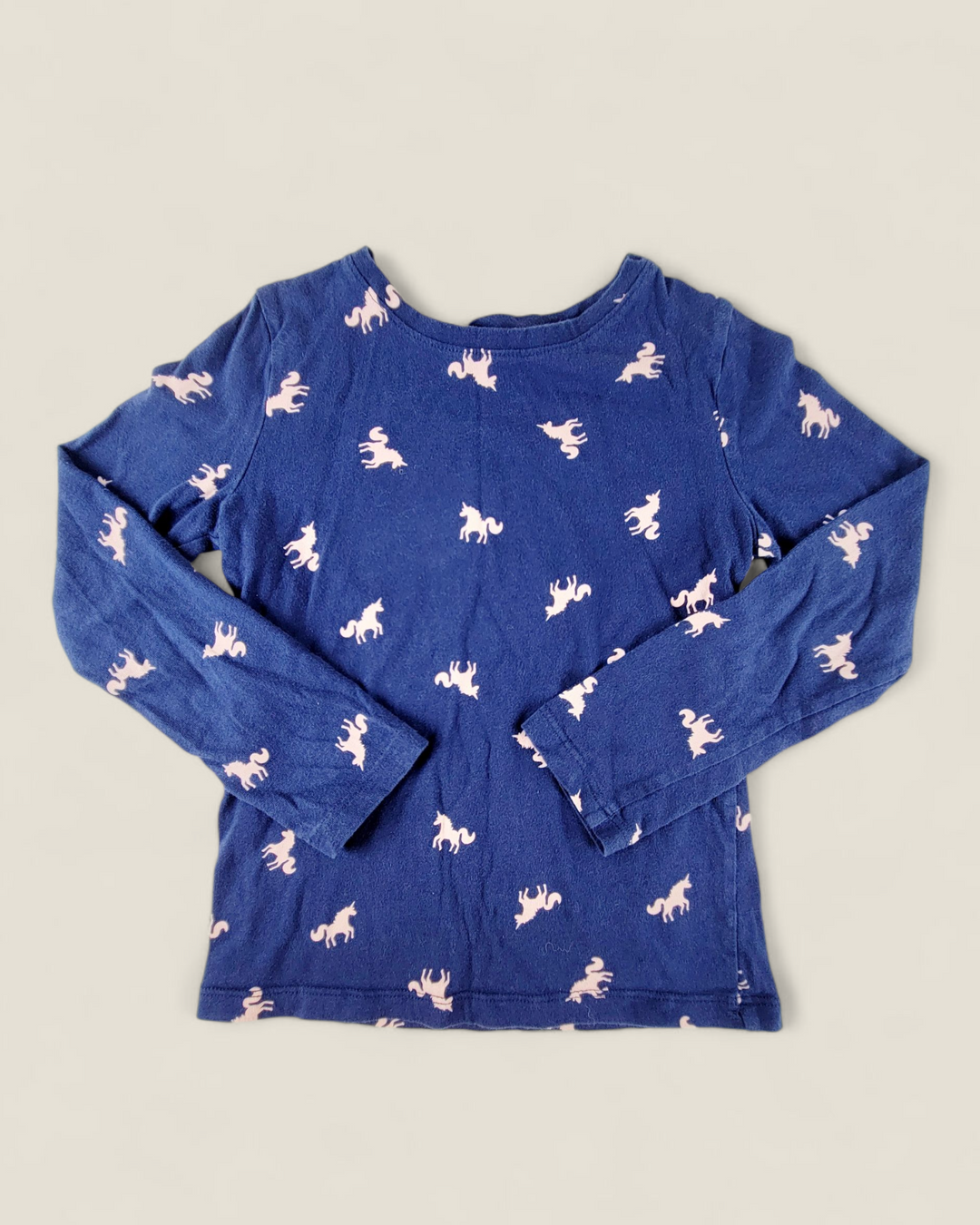 GEORGE NAVY UNICORN LONG SLEEVE TOP GIRLS 6Y PRE-LOVED