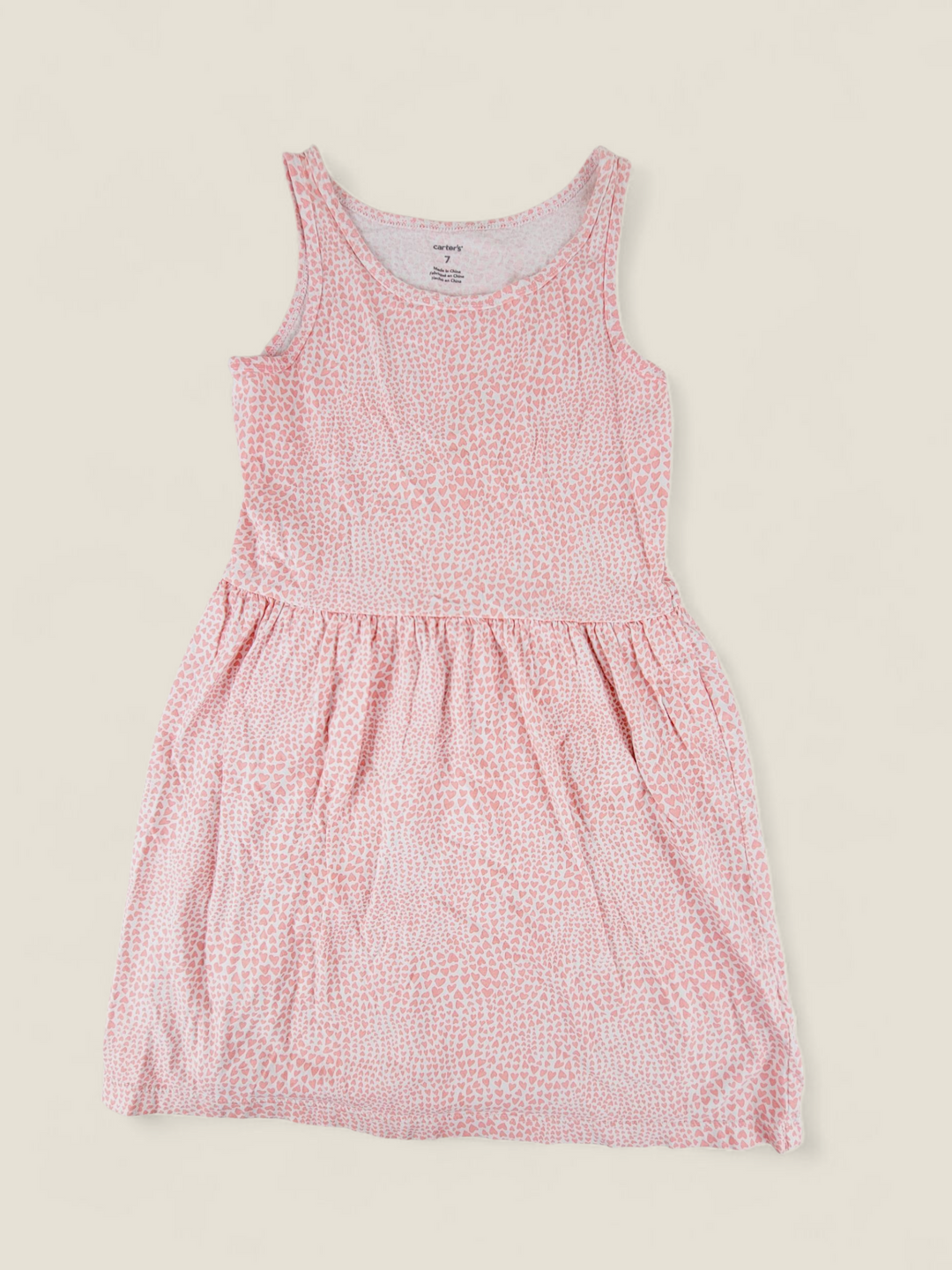 CARTERS PINK HEART DRESS GIRLS 7Y PRE-LOVED