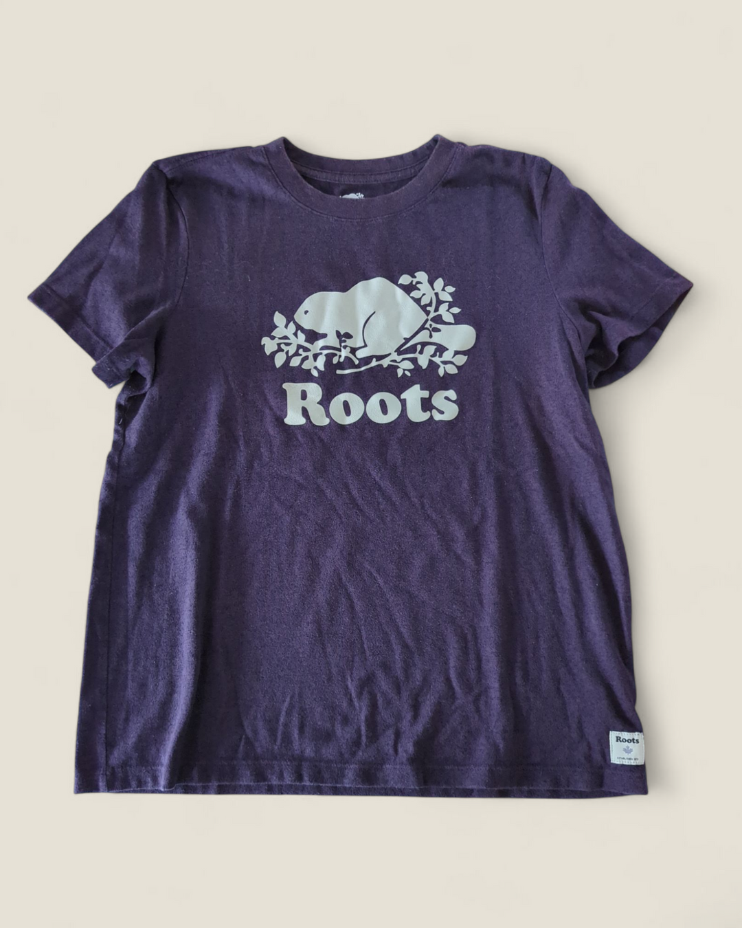 ROOTS PLUM TSHIRT LADIES LARGE PRE-LOVED