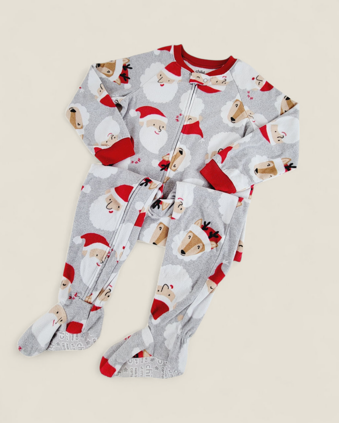 CARTERS SANTA FLEECE FOOTIES 5Y PRE-LOVED