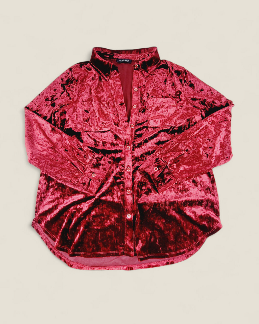 CABLE & GAUGE RED VELVET TOP LADIES APPROX LARGE PRE-LOVED
