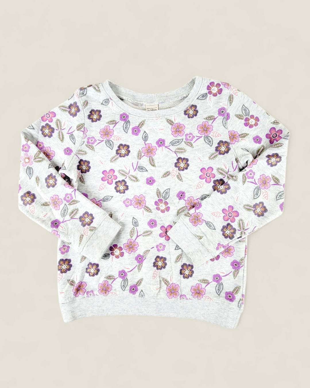 OSHKOSH GREY FLORAL SWEATER GIRLS 6Y PRE-LOVED