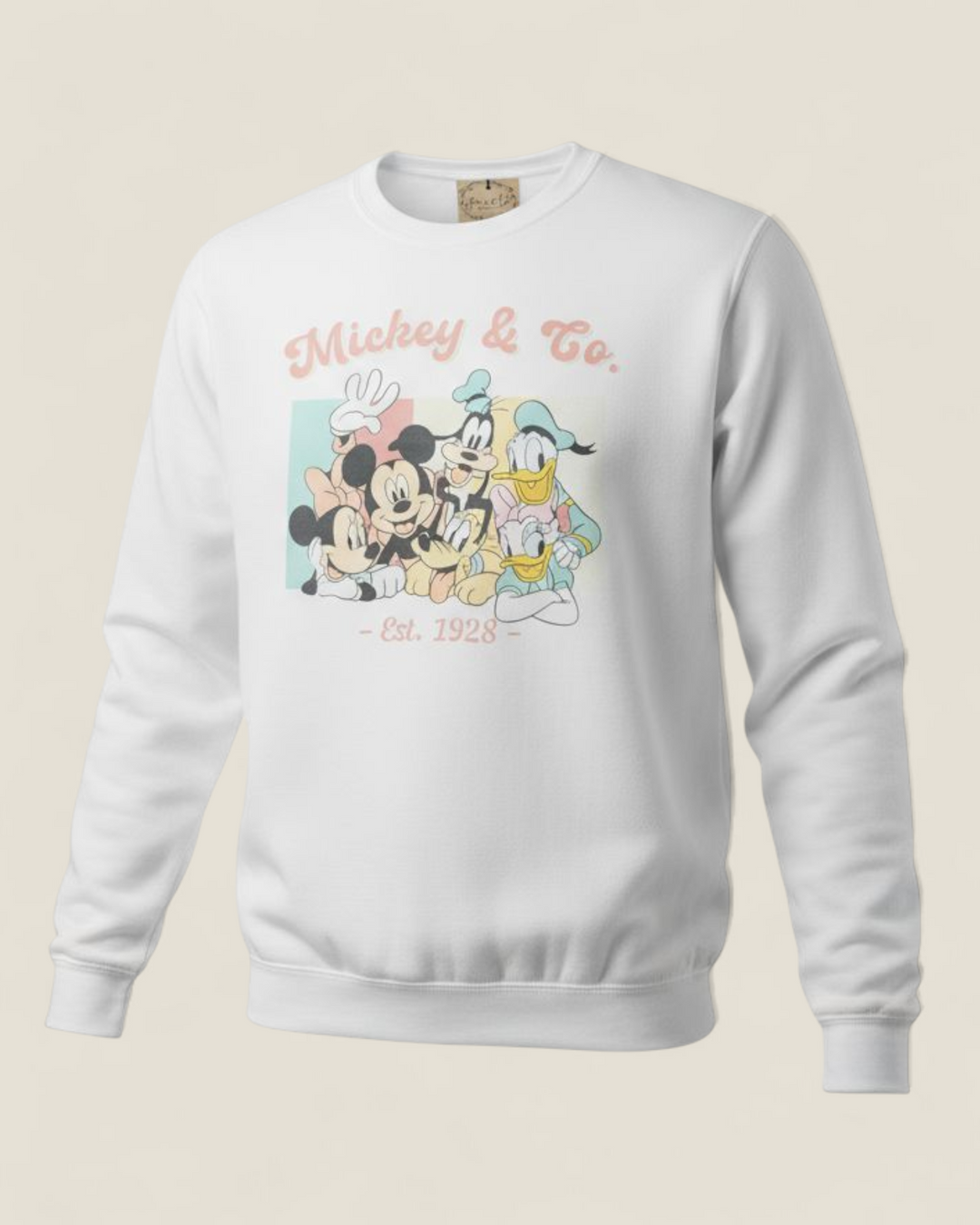 June & Co Designs, Mickey & Friends White Premium Comfort Crewneck Sweaters