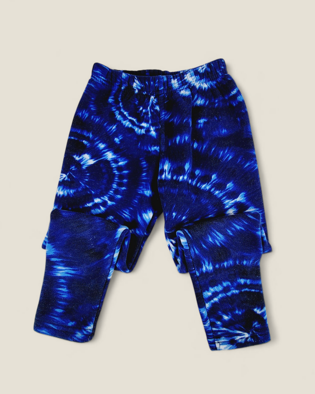 BLUE TIE DYE FURRY LINED LEGGINGS APPROX 4-6Y PRE-LOVED