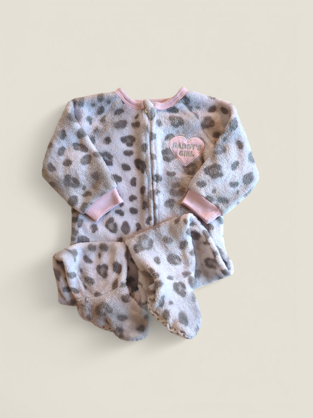 CHILDRENS PLACE DADDY'S GIRL FLEECE FOOTIES 12-18M PRE-LOVED