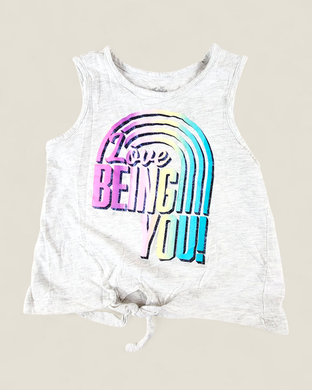 JUSTICE LOVE BEING YOU GREY TANK TOP GIRLS 5-6Y PRE-LOVED