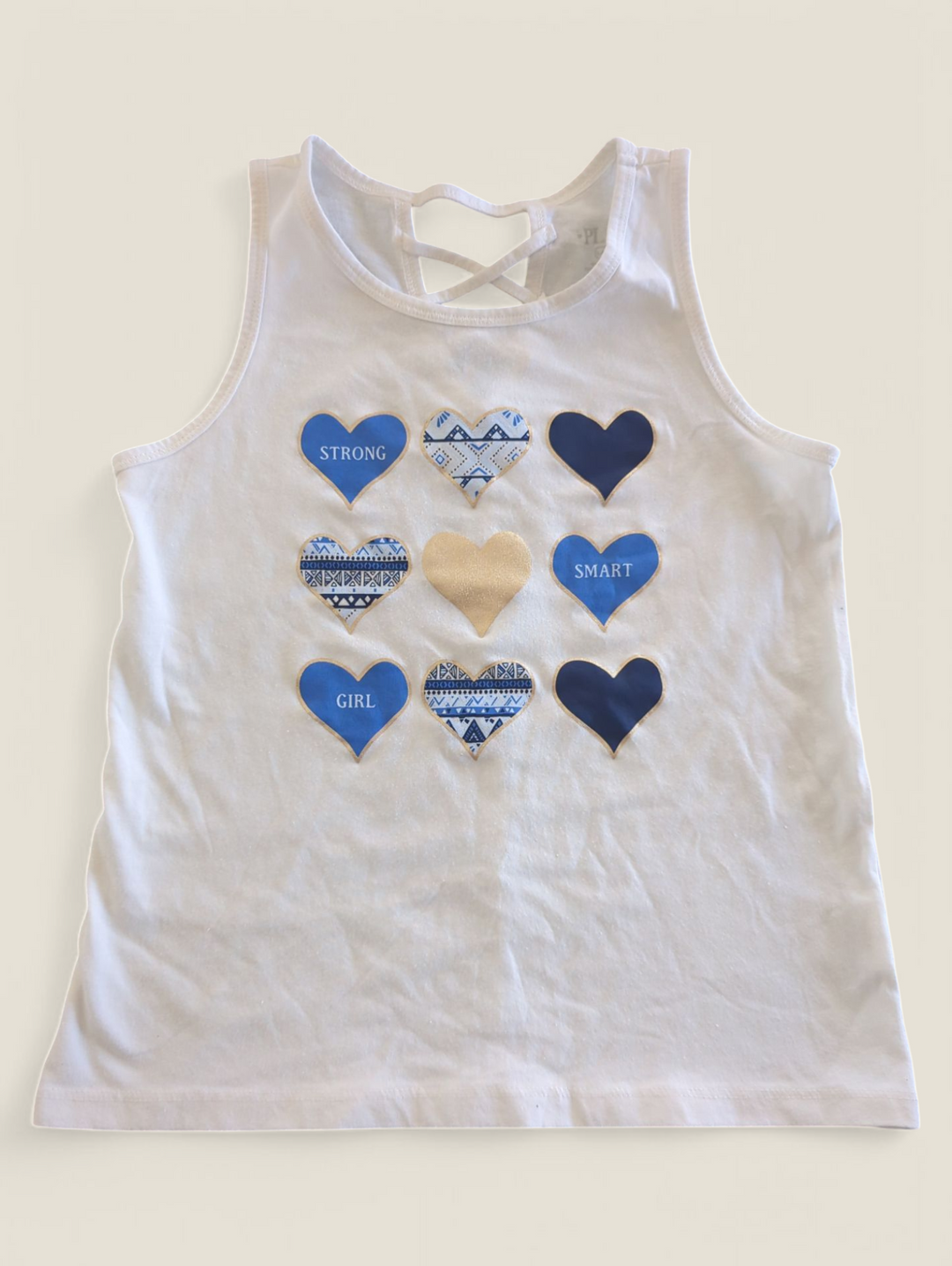 CHILDRENS PLACE WHITE AND BLUE TANK 10/12Y PRE-LOVED