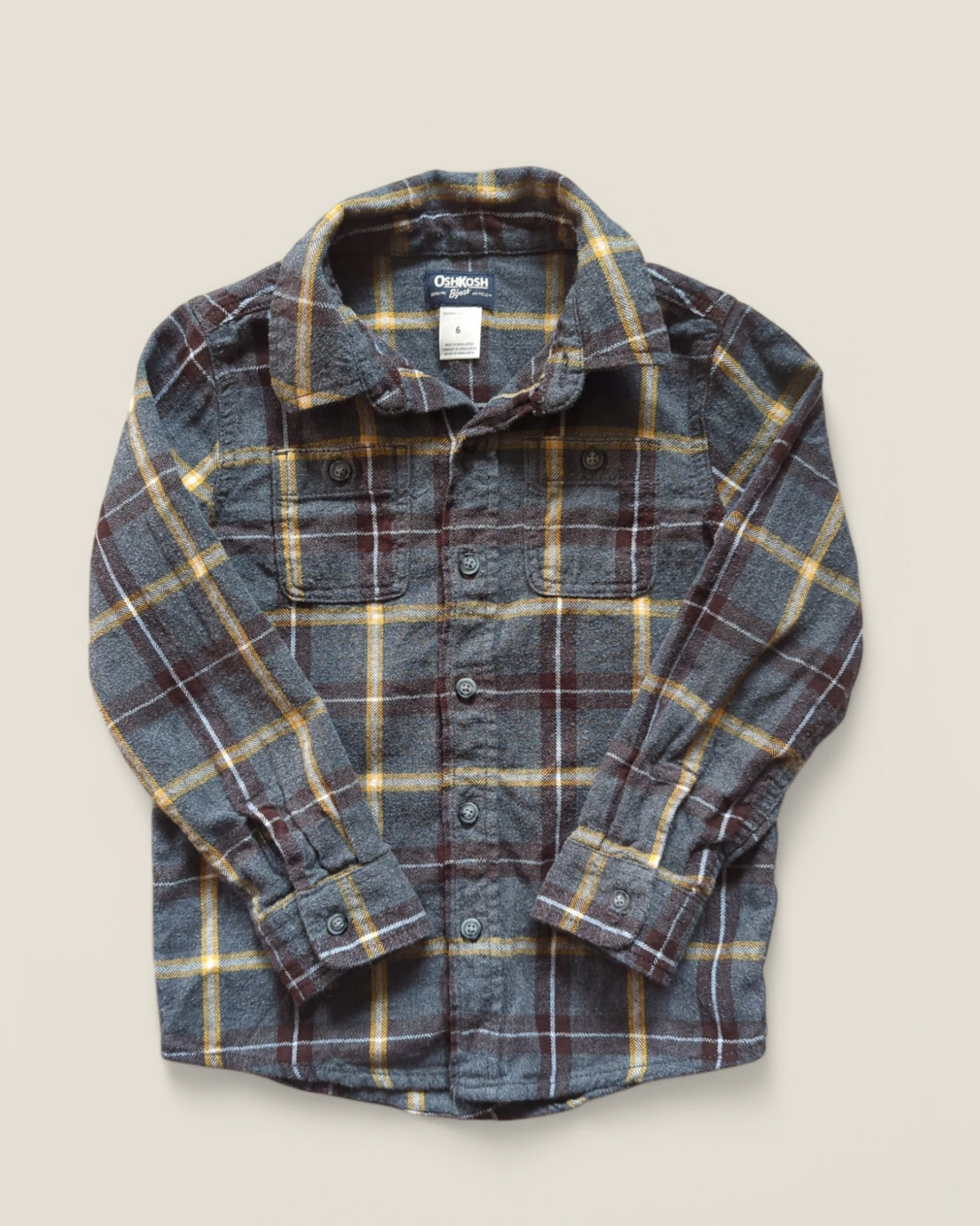 OSH KOSH PLAID COLLARED TOP 6Y PRE-LOVED