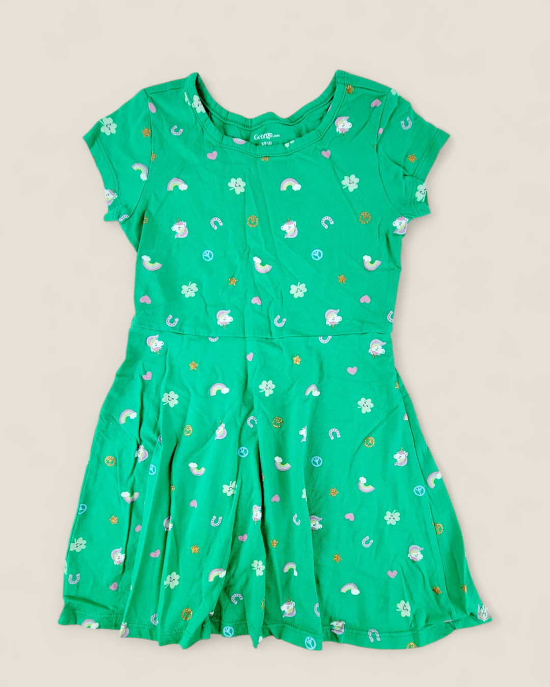 GEORGE LUCKY UNICORN DRESS GIRLS 6Y PRE-LOVED